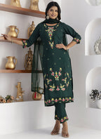 Vegaa Fashion Green Viscose Silk Embroidered Salwar Suit - Distacart