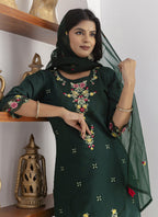 Vegaa Fashion Green Viscose Silk Embroidered Salwar Suit - Distacart