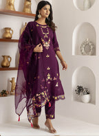 Vegaa Fashion Wine Viscose Silk Embroidered Salwar Suit - Distacart