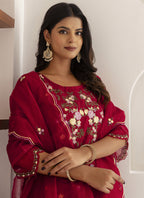 Vegaa Fashion Maroon Viscose Silk Embroidered Salwar Suit - Distacart
