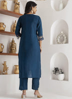 Vegaa Fashion Royal Blue Viscose Silk Embroidered Salwar Suit - Distacart