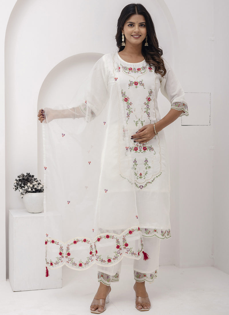 Vegaa Fashion Off White Viscose Silk Embroidered Salwar Suit - Distacart