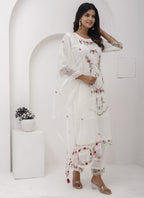Vegaa Fashion Off White Viscose Silk Embroidered Salwar Suit - Distacart