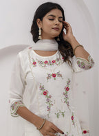 Vegaa Fashion Off White Viscose Silk Embroidered Salwar Suit - Distacart