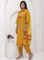 Vegaa Fashion Yellow Viscose Silk Embroidered Salwar Suit - Distacart