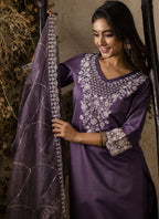 Vegaa Fashion Lavender Shimmer Silk Embroidered Salwar Suit - Distacart