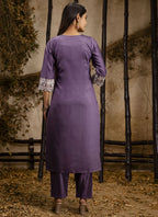 Vegaa Fashion Lavender Shimmer Silk Embroidered Salwar Suit - Distacart