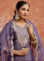 Vegaa Fashion Lavender Silk Blend Embroidered Salwar Suit - Distacart