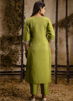 Vegaa Fashion Parrot Green Silk Blend Embroidered Salwar Suit - Distacart