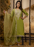 Vegaa Fashion Parrot Green Silk Blend Embroidered Salwar Suit - Distacart