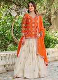 Vegaa Fashion Orange Chinon Silk Embroidered Lehenga Style Suit