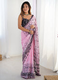 Vegaa Fashion Baby Pink Chinon Printed Party Wear Saree - Distacart