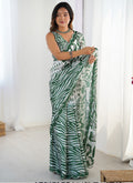Vegaa Fashion Off White Chinon Printed Party Wear Saree - Distacart
