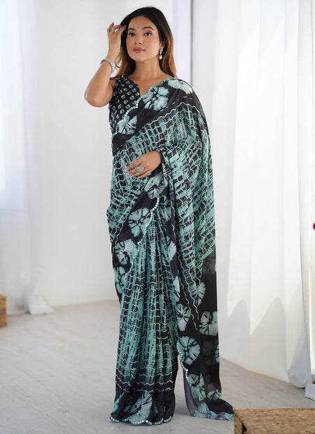 Vegaa Fashion Multi Color Chinon Printed Party Wear Saree