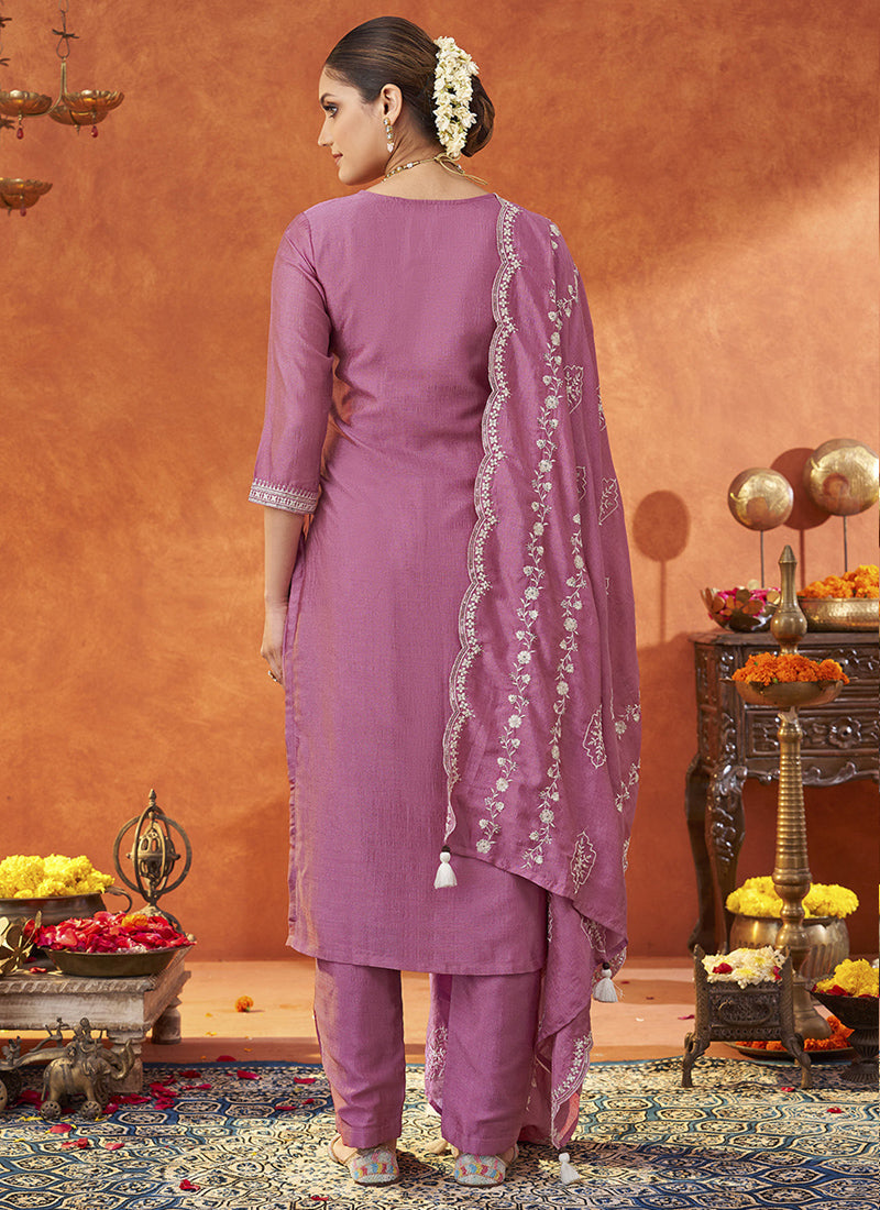 Vegaa Fashion Pink Silk Blend Embroidered Designer Salwar Suit - Distacart