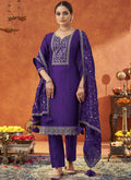 Vegaa Fashion Violet Silk Blend Embroidered Designer Salwar Suit - Distacart