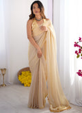 Vegaa Fashion Cream Organza With Lace Work Designer Saree - Distacart
