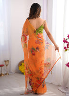 Vegaa Fashion Yellow Organza With Lace Work Designer Saree - Distacart