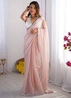 Vegaa Fashion Off White Organza With Lace Work Designer Saree - Distacart