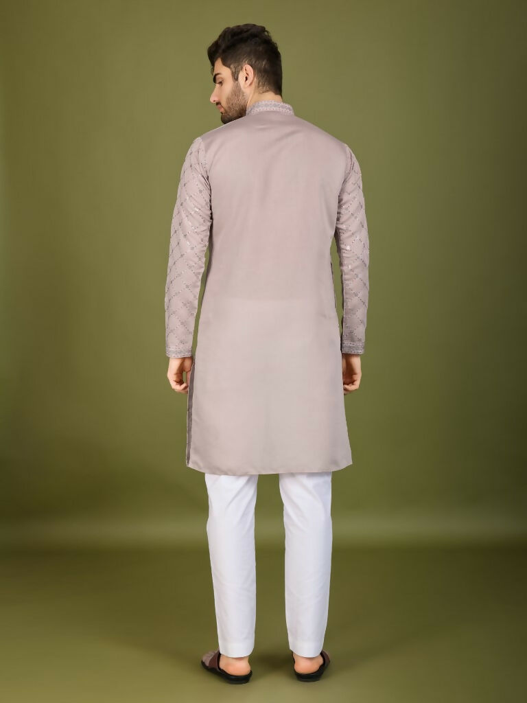 Vastranavya Ivory Exclusive Festival Wear Viscose Silk Thread with Sequence Embroidered Work Kurta with Dupatta