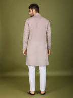 Vastranavya Ivory Exclusive Festival Wear Viscose Silk Thread with Sequence Embroidered Work Kurta with Dupatta