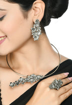 Mominos Fashion Johar Kamal Oxidised Silver-Plated Hasli Design Necklace Choker Set For Women - Distacart