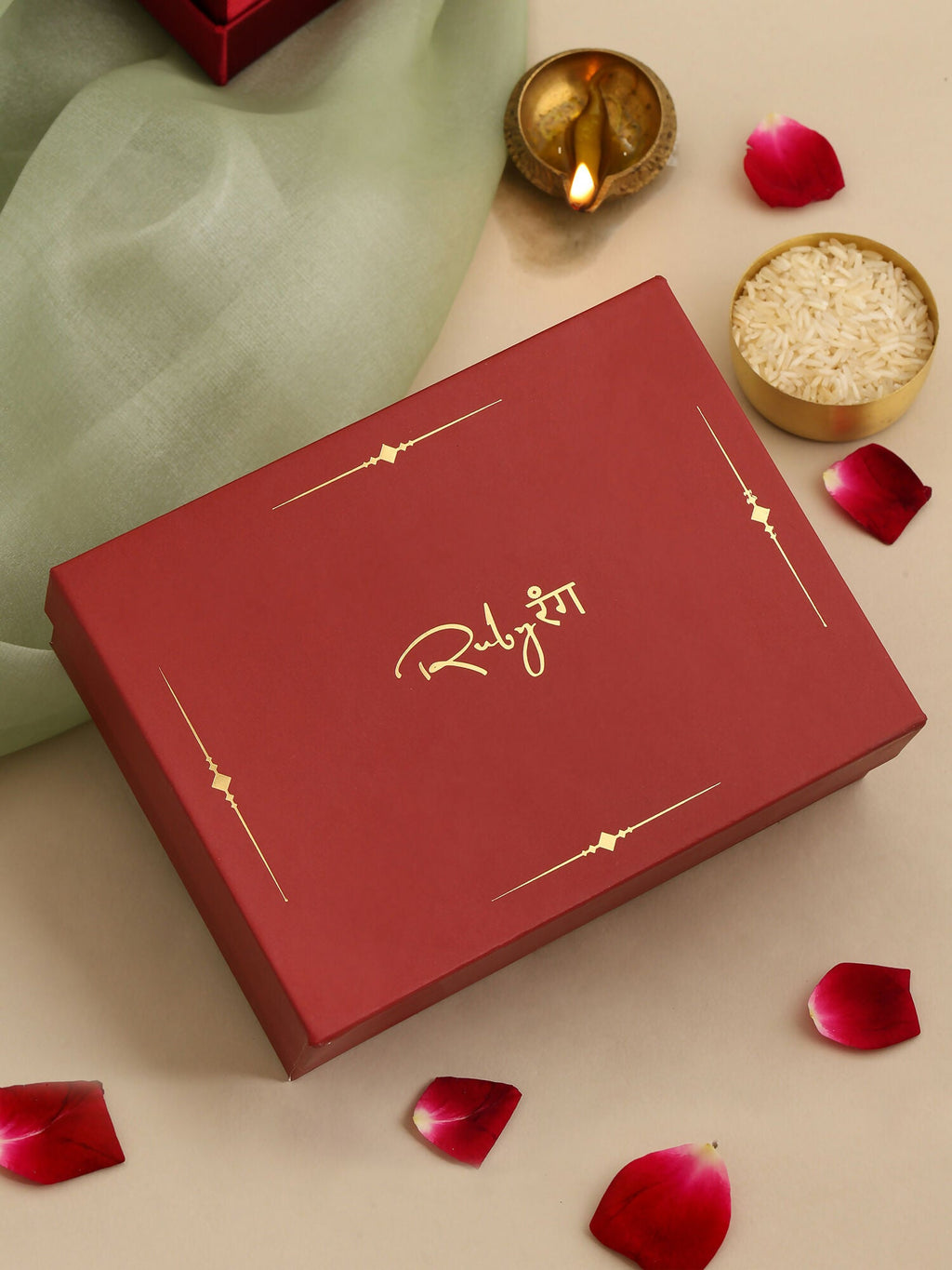 Ruby Raang Floral Kundan Studded Jewellery Set