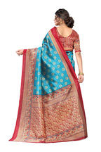 Vamika Sky Blue Printed Art Silk Saree
