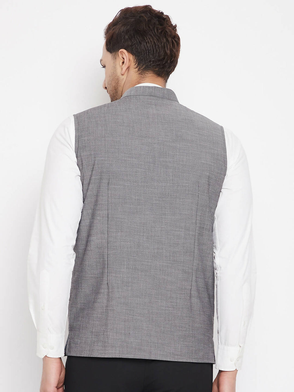 Even Apparels Grey Merino Men's Nehru Jacket-Contrast Lining-Free Pocket Square PW690 - Distacart