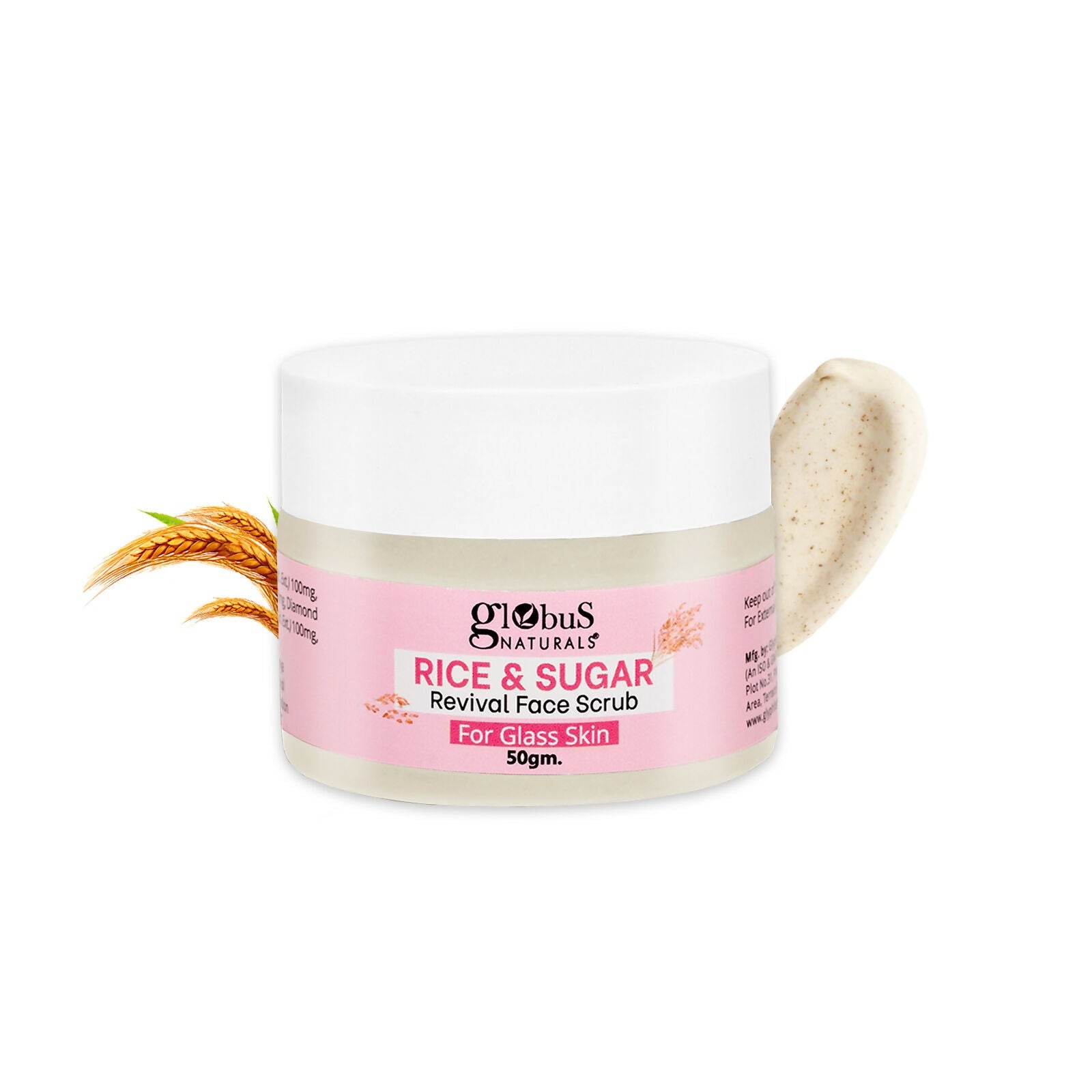Globus Naturals Rice & Sugar Revival Face Scrub, For Korean Glass Skin - Distacart