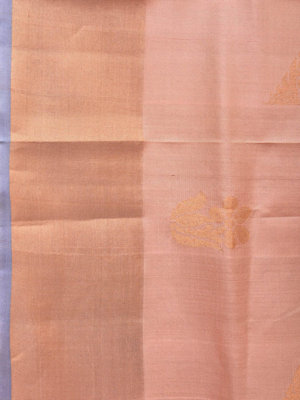 Peach and Light Blue Uppada Silk Handloom Saree with Body Buta Design - Global Threads