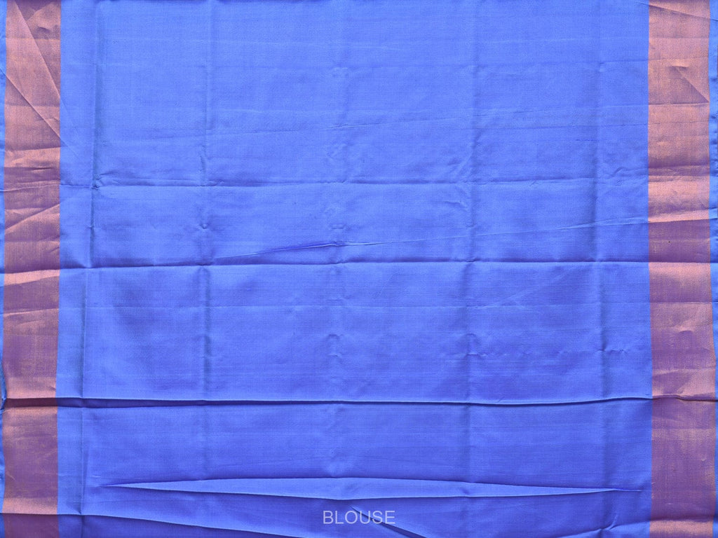 Peach and Light Blue Uppada Silk Handloom Saree with Body Buta Design - Global Threads