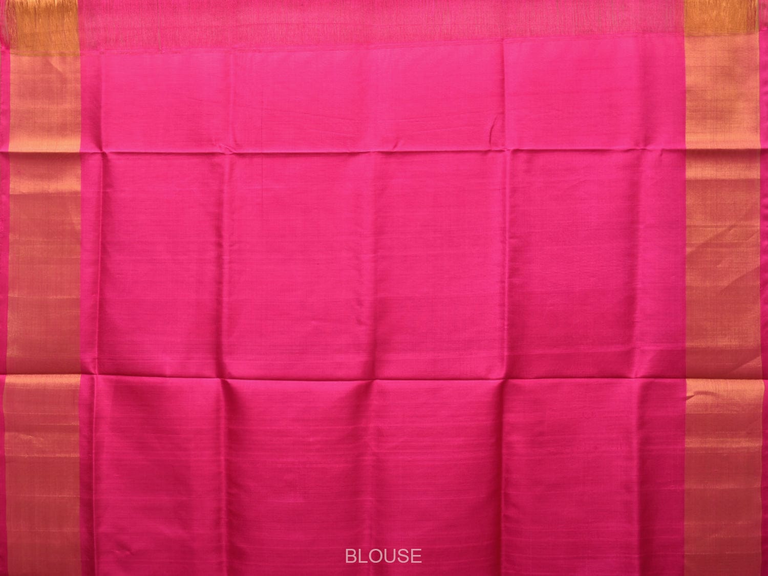 Peach and Pink Uppada Silk Handloom Plain Saree with Contrast Pallu Design - Global Threads