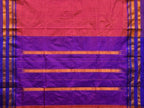 Peach and Purple Narayanpet Silk Saree with Checks Design No Blouse - Global Threads