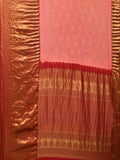 Peach Bandhani Kanchipuram Silk Handloom Saree with Pallu and Border Design - Global Threads