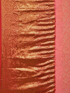 Peach Bandhani Kanchipuram Silk Handloom Saree with Pallu and Border Design - Global Threads
