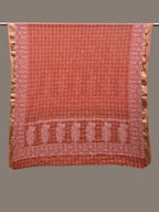 Peach Bandhani Silk Handloom Dupatta with Mango and Border Design - Global Threads