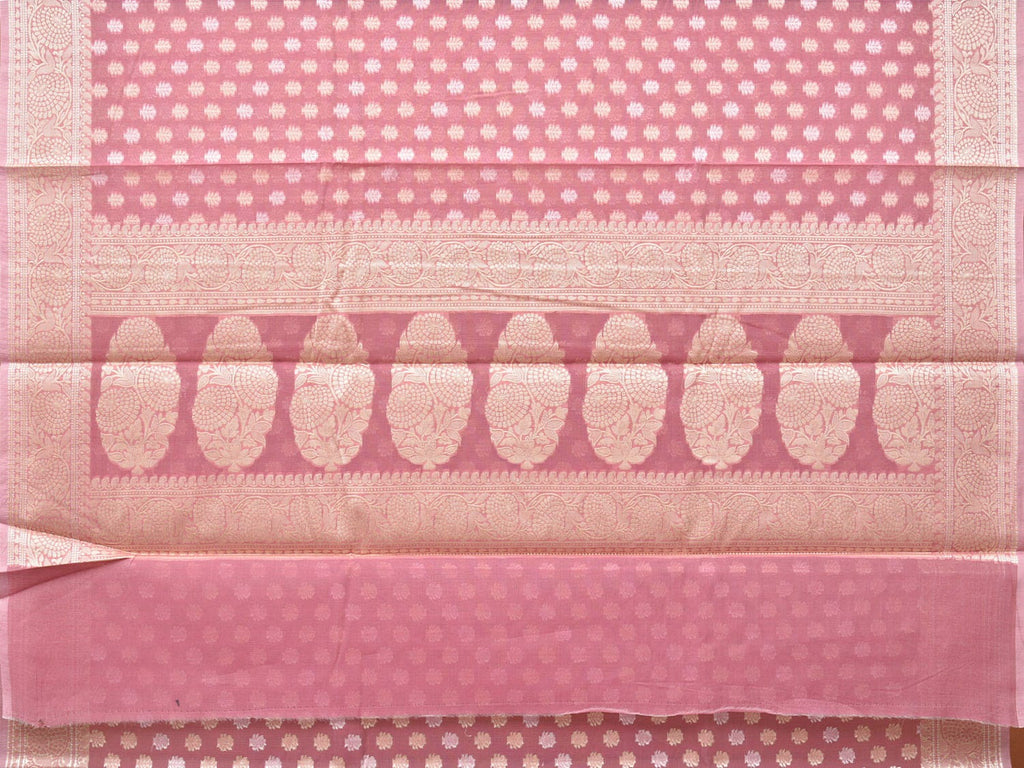 Peach Cut Work Cotton Silk Saree with All Over Banaras Design - Global Threads