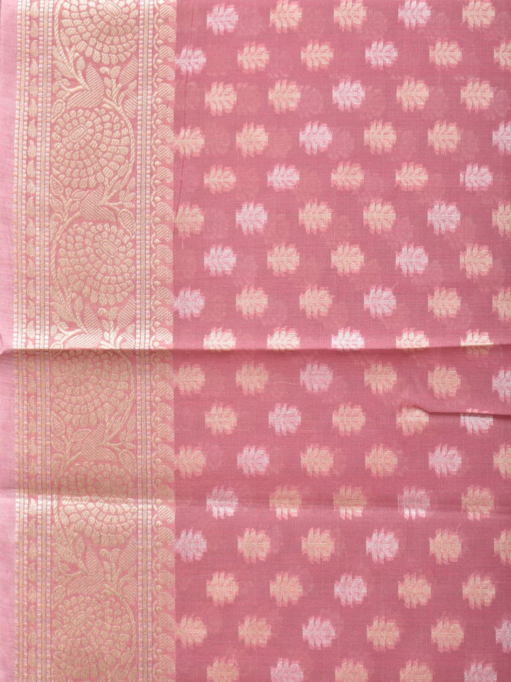 Peach Cut Work Cotton Silk Saree with All Over Banaras Design - Global Threads