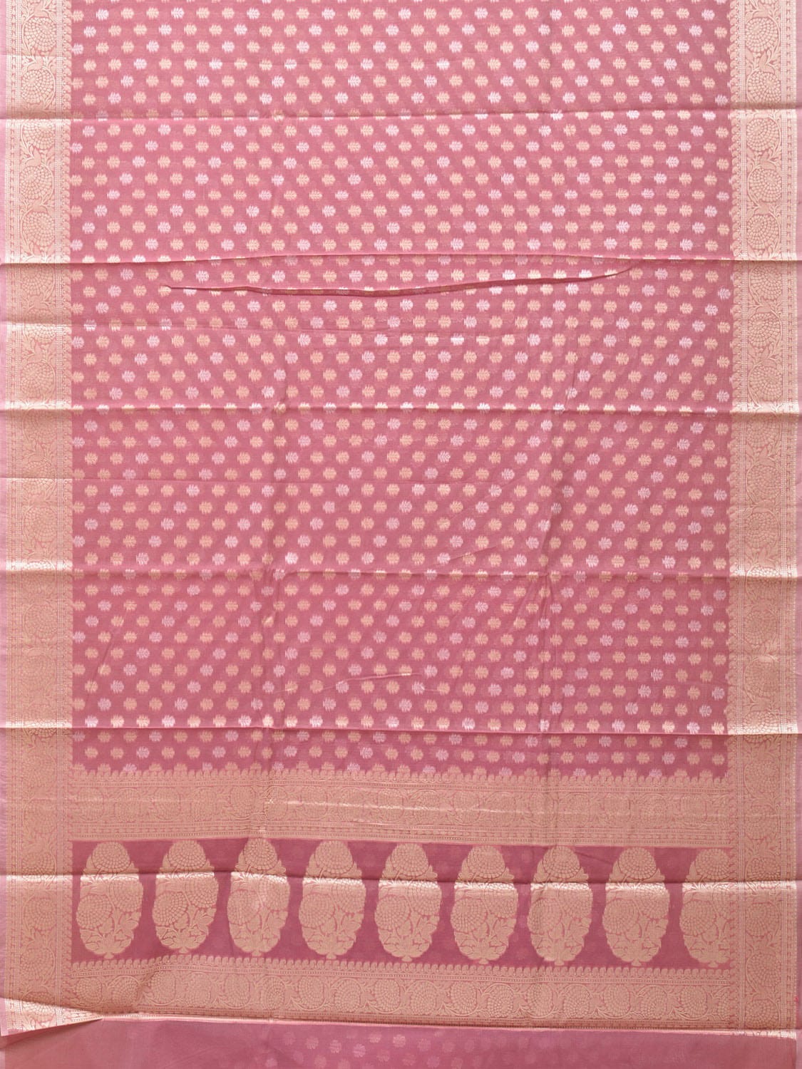 Peach Cut Work Cotton Silk Saree with All Over Banaras Design - Global Threads