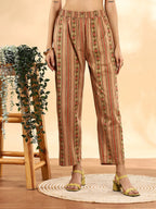 Yufta Peach Floral Print Sequins Work Anarkali Kurta And Trouser With Dupatta Set - Distacart