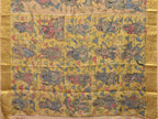 Peach Kalamkari Hand Painted Kanchipuram Silk Handloom Saree with Ramayana Design - Global Threads