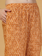Yufta Peach Pure Cotton Kurta Dupatta Pant Set - Distacart