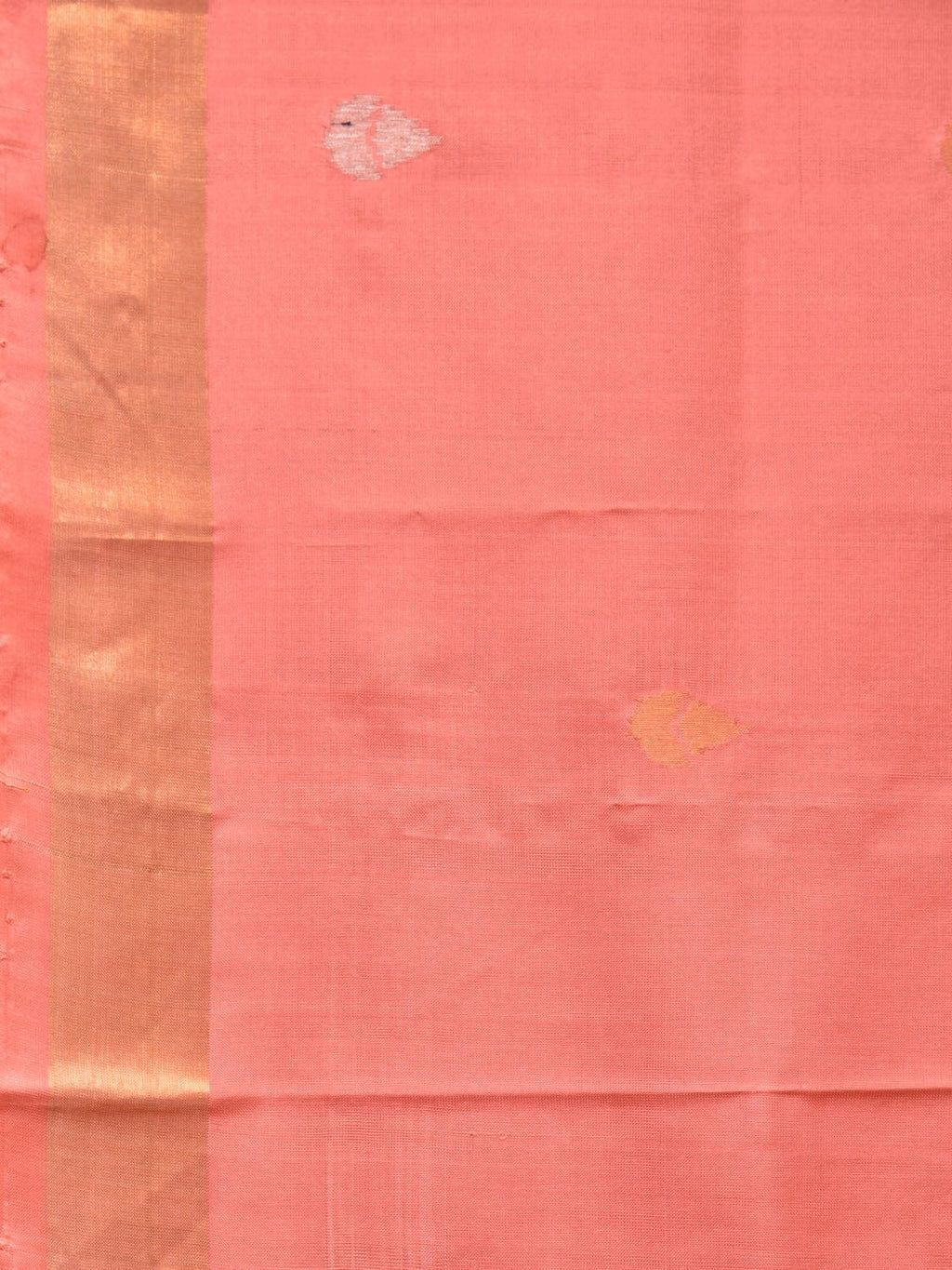 Peach Uppada Silk Handloom Saree with Birds and Floral Pallu Design - Global Threads