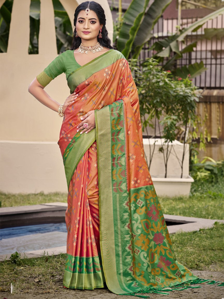 Anaita Peach Silk Saree With Blouse Piece - Distacart