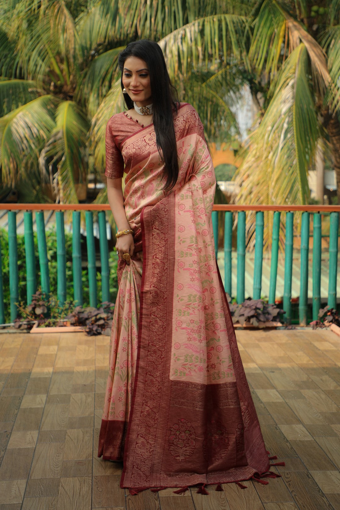 Anaita Peach Woven Design Pure Kanjivaram Soft Satin Silk Saree With Blouse - Distacart