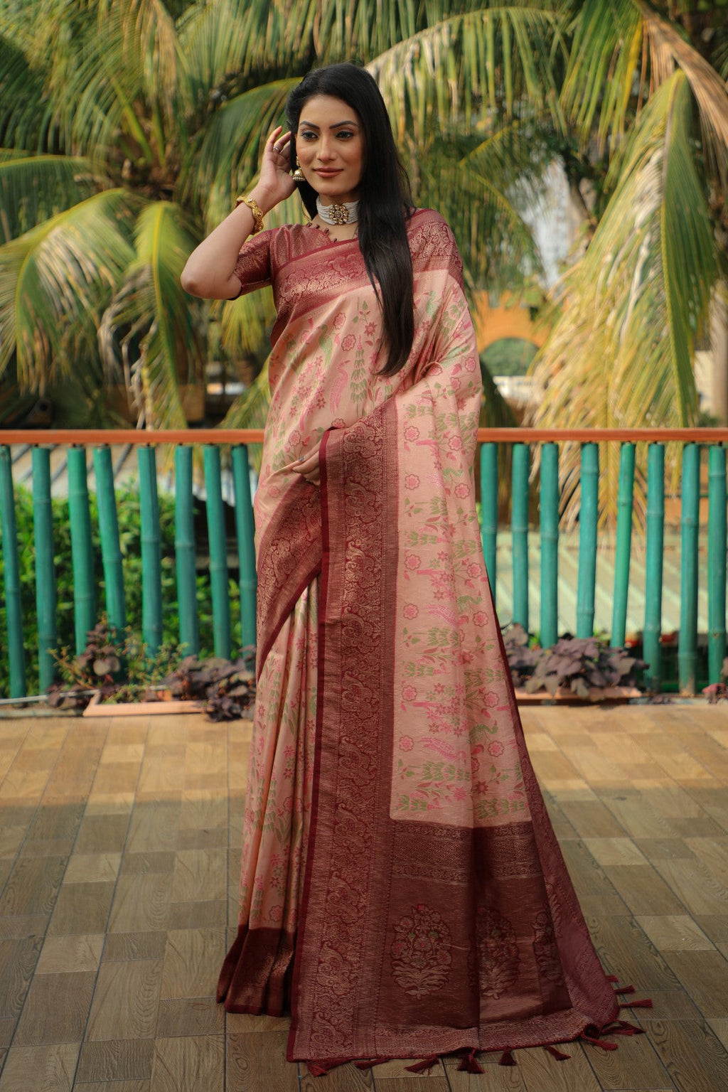 Anaita Peach Woven Design Pure Kanjivaram Soft Satin Silk Saree With Blouse - Distacart