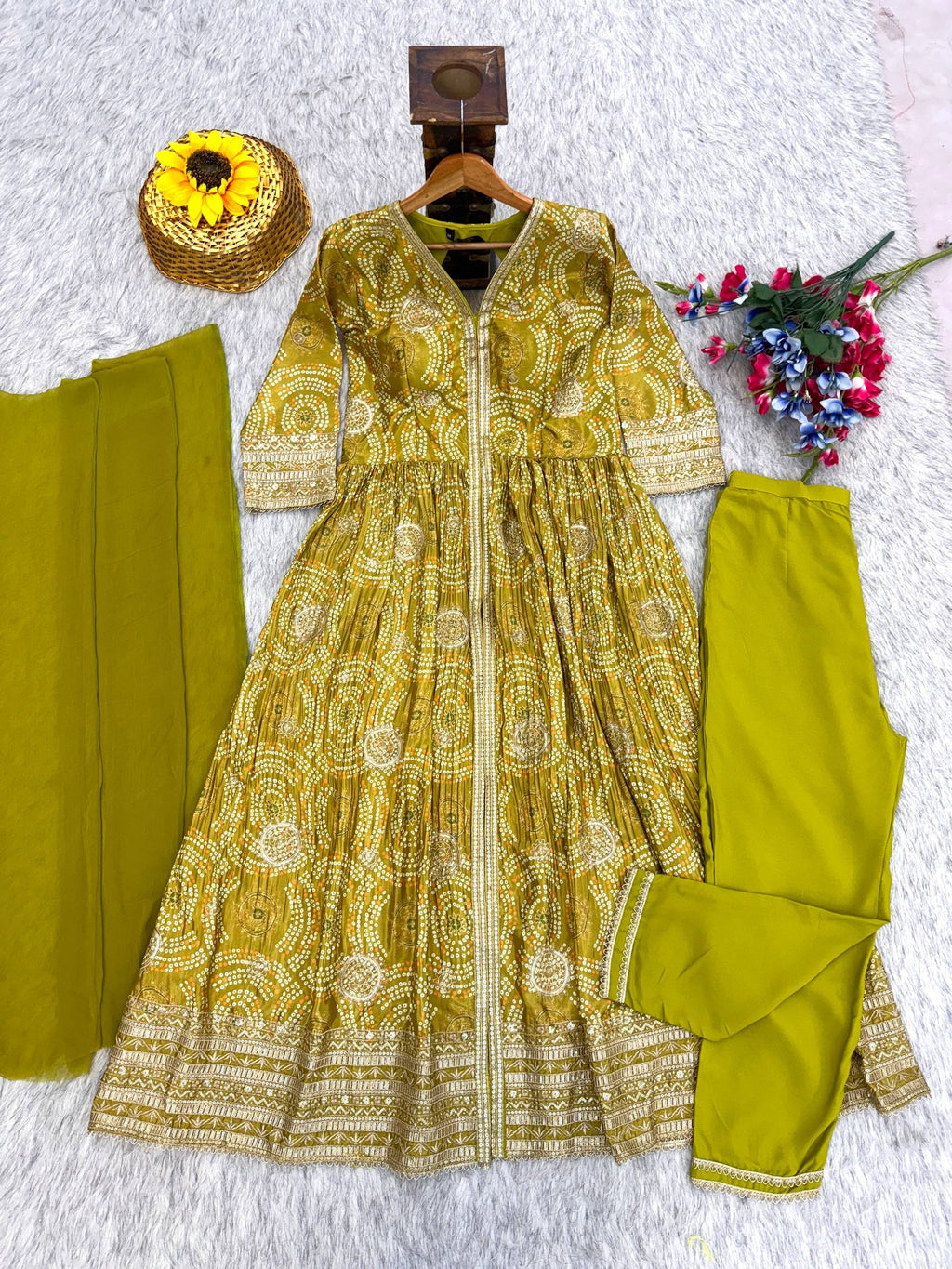 Evanik Designer Chinon Silk Embroidered Work Wedding Anarkali Suit - Distacart