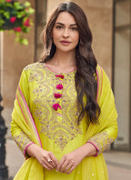 Evanik Designer Faux Georgette With Embroidery Sequence Work Palazzo Wedding Collection - Distacart