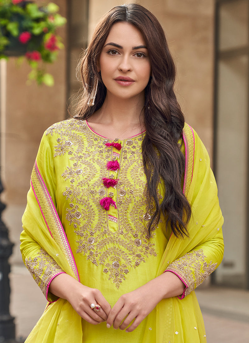 Evanik Designer Faux Georgette With Embroidery Sequence Work Palazzo Wedding Collection - Distacart